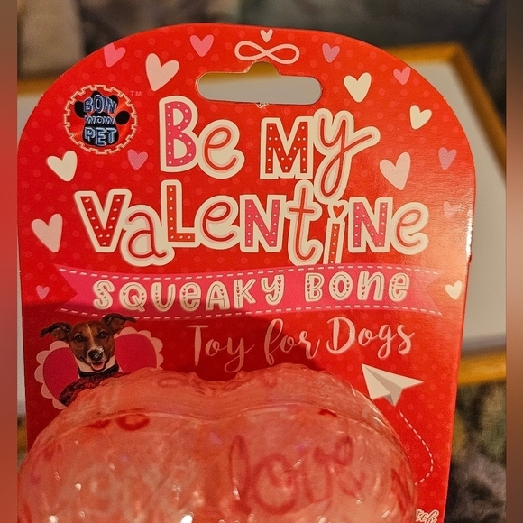 Pink Valentine’s Day Squeaky Dog Bone Toy Rose Scented & Textured Europan Home - Picture 12 of 16